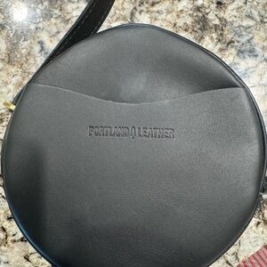 Portland Leather Midnight Black Round Bag small circle